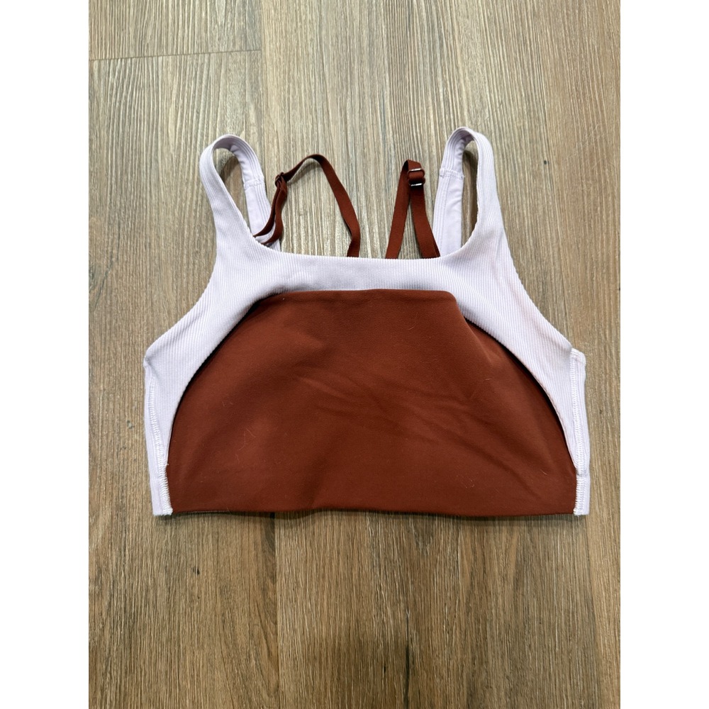 Nike Dri-FIT Womens High Neck Layered Sports Bra Lilac Rust Brown‎ Size Small